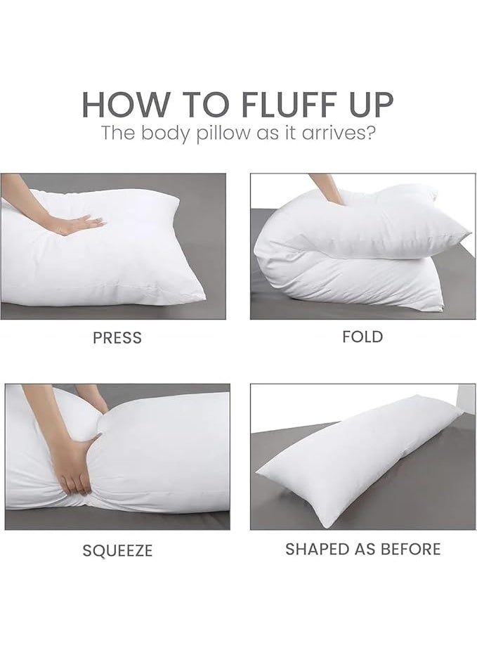 Extra bed Pillow, White, Soft Hypoallergenic Fiber Filling, Breathable Cotton Cover, Full Body Support for Sleeping, Back, Side & Pregnancy Comfort (180 * 40) - Image 3